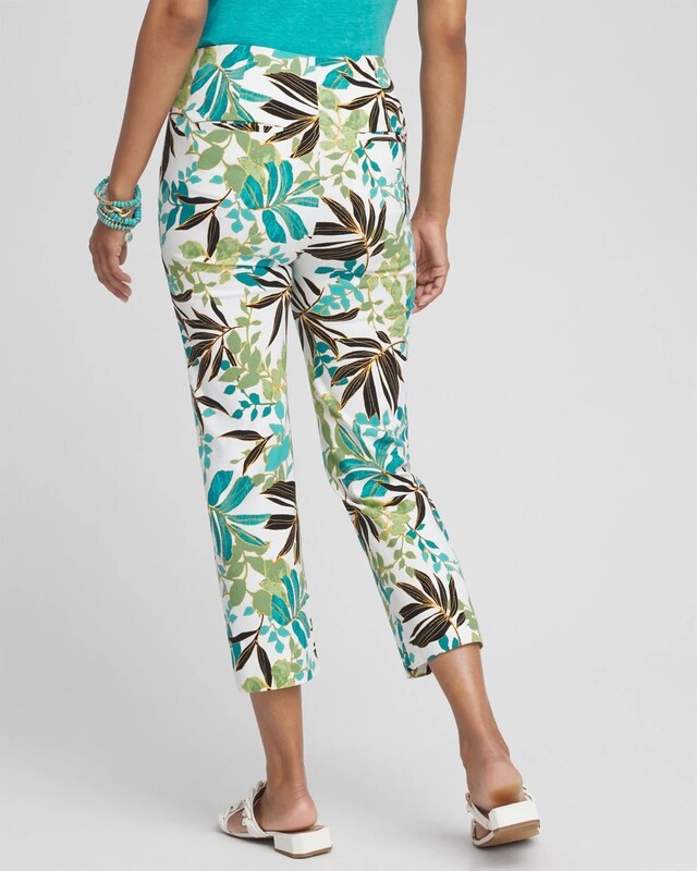 Juliet Palm Print Straight Cropped Pants - image 3